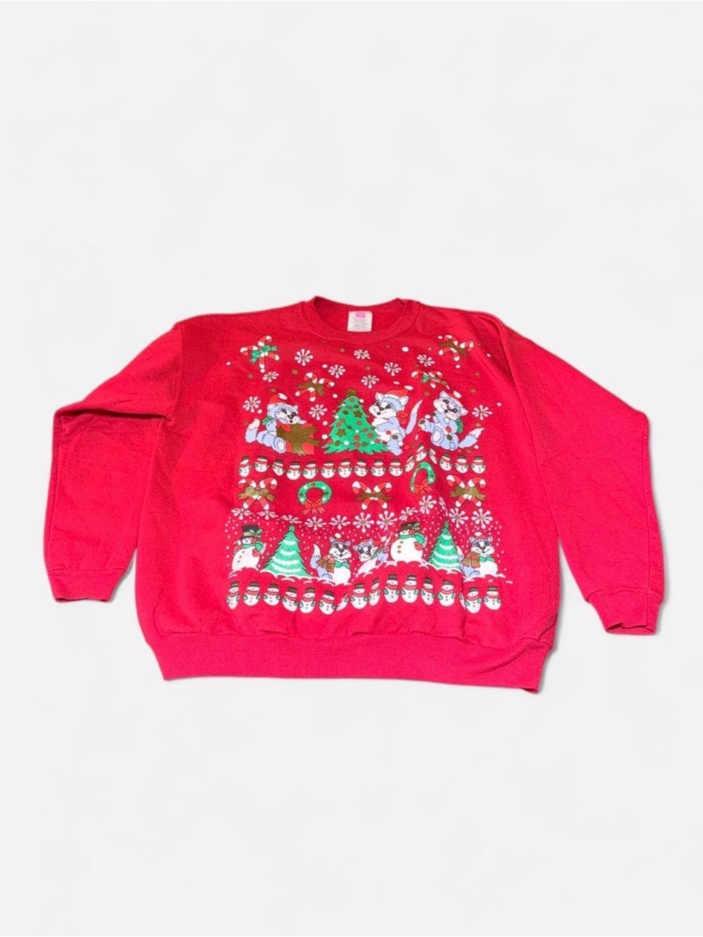 Hanes Her Way Christmas Cat Sweatshirt – Large
